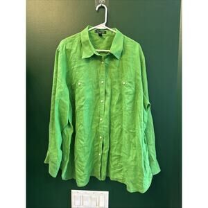 RALPH LAUREN Shirt Mens 3X 100% Linen Button Down Long Sleeve Preppy 28x32